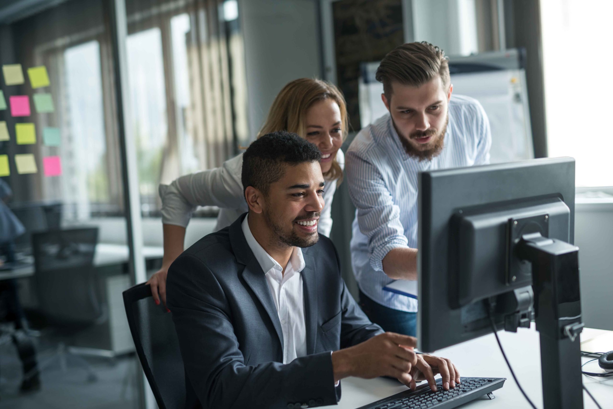 People working in the office together